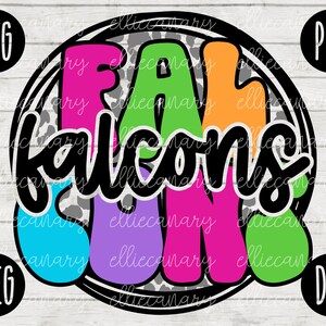 Go Falcons Mascot SVG School Spirit Teacher Team svg png jpeg dxf Vinilo Corte Archivo Mamá Papá Otoño Escuela Fútbol Béisbol Retro Leopard Circle