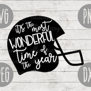 Football It's The Most Wonderful Time of the Year svg png jpeg dxf / Commercial Cut File / Football Mom Parent Dad Fall Helmet Christmas