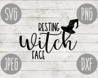 休息中の魔女の顔 SVG: ハロウィンカットファイル (デジタルダウンロード)