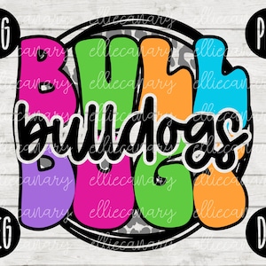 Go Bulldogs Mascota SVG Escuela Espíritu Maestro Equipo svg png jpeg dxf Vinilo Corte Archivo Mamá Papá Otoño Escuela Fútbol Béisbol Retro Leopard Circle
