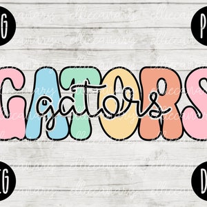 Gators Mascot SVG School Spirit Teacher Team svg png jpeg dxf Vinyl Cut File Mom Dad Fall School Football Baseball Retro Groovy Pastel