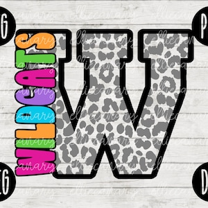 Wildcats Mascot SVG School Spirit Teacher Team svg png jpeg dxf Vinilo Corte Archivo Mamá Papá Otoño Escuela Fútbol Béisbol Retro Leopard Carta