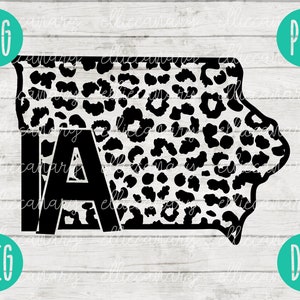 Iowa SVG State Leopard Cheetah Print svg png jpeg dxf Small Business Use Vinyl Cut File