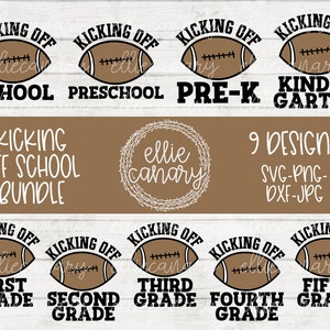 Back to School Bundle svg png jpeg dxf cut file Kicking Off School Teacher First Day 1st 2nd 3rd 4th 5th 6th Pre-K Kindergarten Football