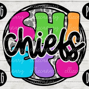 Go Chiefs Mascot SVG School Spirit Teacher Team svg png jpeg dxf Vinilo Corte Archivo Mamá Papá Otoño Escuela Fútbol Béisbol Retro Leopard Circle