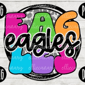 Go Eagles Mascot SVG School Spirit Teacher Team svg png jpeg dxf Vinilo Corte Archivo Mamá Papá Otoño Escuela Fútbol Béisbol Retro Leopard Circle