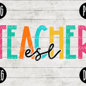 ESL Teacher Rainbow SVG: Back to School Cut File (Digital Download)