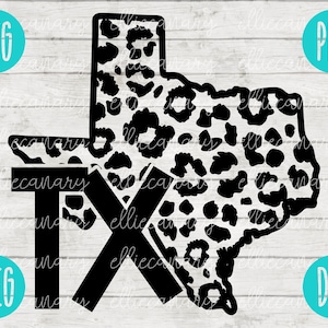 Texas TX SVG State Leopard Cheetah Print svg png jpeg dxf Small Business Use Vinyl Cut File