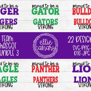 Lot de 3 mascottes esprit d'équipe / 22 modèles / SVG png jpeg dxf / fichier découpé en vinyle maman papa automne école fierté football Baseball softball