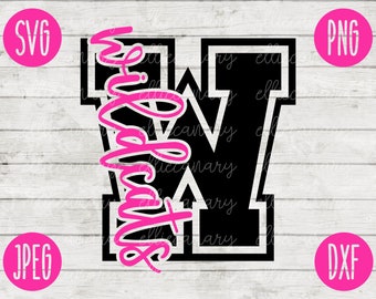 Team Spirit SVG Wildcats Game Sport svg png jpeg dxf / Commercial Use / Vinyl Cut File Mom Dad Fall School Pride Football Baseball Softball