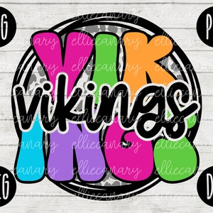 Go Vikings Mascot SVG School Spirit Teacher Team svg png jpeg dxf Vinilo Corte Archivo Mamá Papá Otoño Escuela Fútbol Béisbol Retro Leopard Circle
