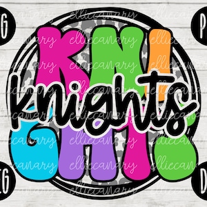 Go Knights Mascot SVG School Spirit Teacher Team svg png jpeg dxf Vinilo Corte Archivo Mamá Papá Otoño Escuela Fútbol Béisbol Retro Leopard Circle