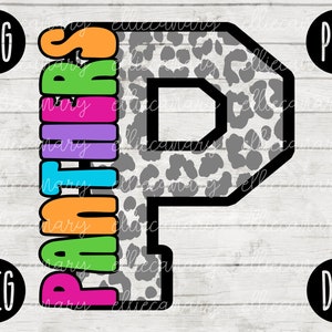 Panthers Mascot SVG School Spirit Teacher Team svg png jpeg dxf Vinilo Corte Archivo Mamá Papá Otoño Escuela Fútbol Béisbol Retro Leopard Carta