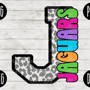 Jaguars Mascota SVG Escuela Espíritu Maestro Equipo svg png jpeg dxf Vinilo Corte Archivo Mamá Papá Otoño Escuela Fútbol Béisbol Retro Leopardo Carta