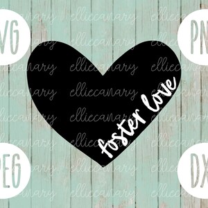 Foster Love Heart svg png jpeg dxf // Archivo de corte de adopción // Uso comercial // SVG // Archivo de corte de vinilo // Tribunal del día de la adopción Foster Care Mom