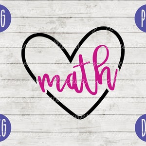 Könnte beinhalten: Schwarze herzförmige Umrandung mit dem Wort "math" in rosa darin geschrieben.