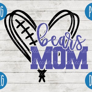 Ours maman football SVG esprit d'équipe coeur Sport png jpeg dxf / usage commercial / vinyle coupé fichier maman papa automne école fierté pom-pom girl