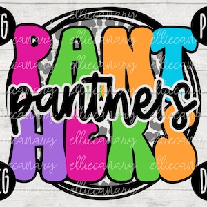 Go Panthers Mascot SVG School Spirit Teacher Team svg png jpeg dxf Vinilo Corte Archivo Mamá Papá Otoño Escuela Fútbol Béisbol Retro Leopard Circle