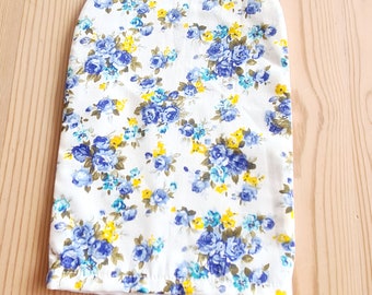 Ostomy cover stoma bag cover plain cotton fabric floral blue  closing down Sale