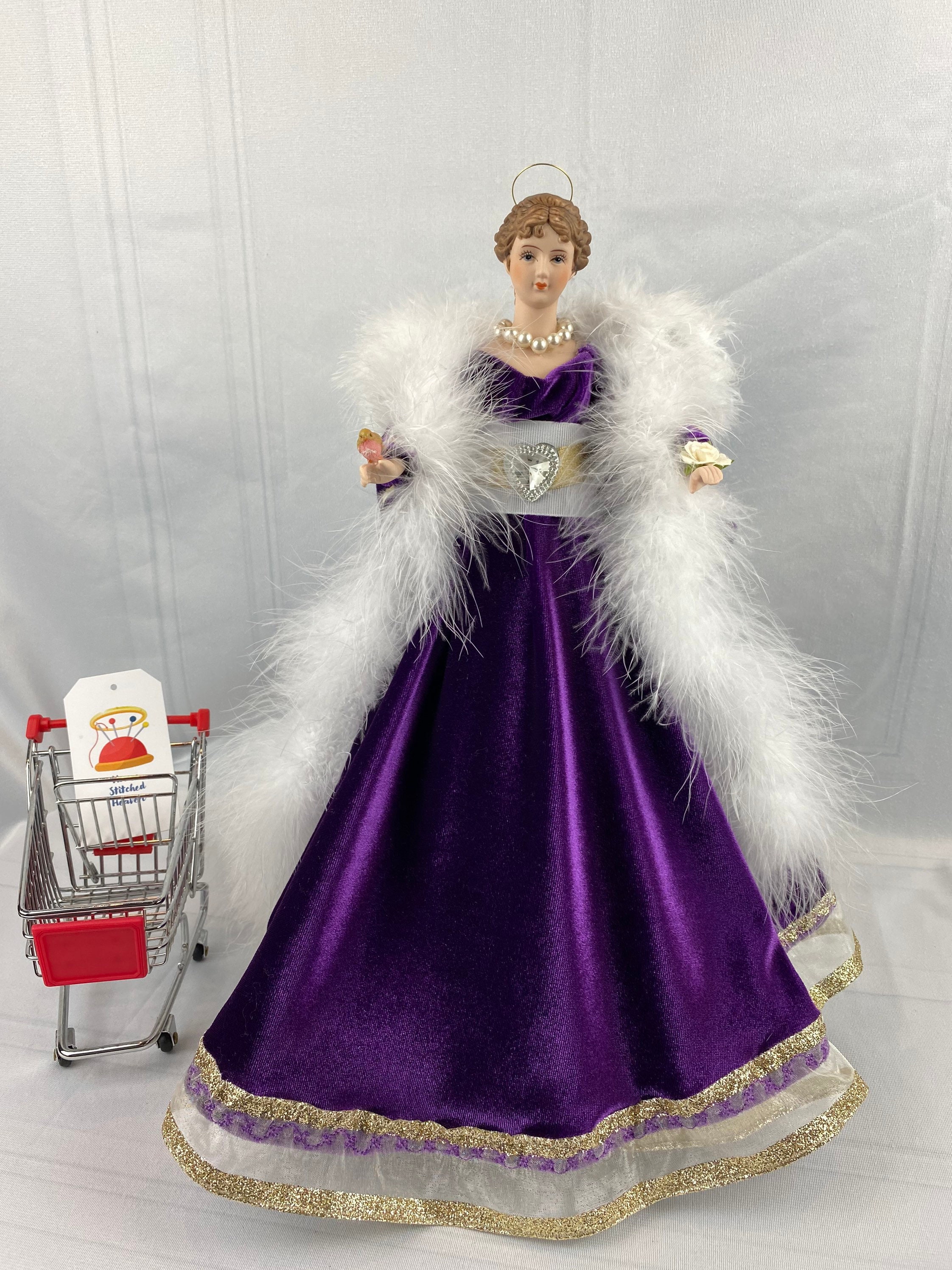 Tree Topper Angel Artisan made Purple Angel a Christmas Tree Etsy