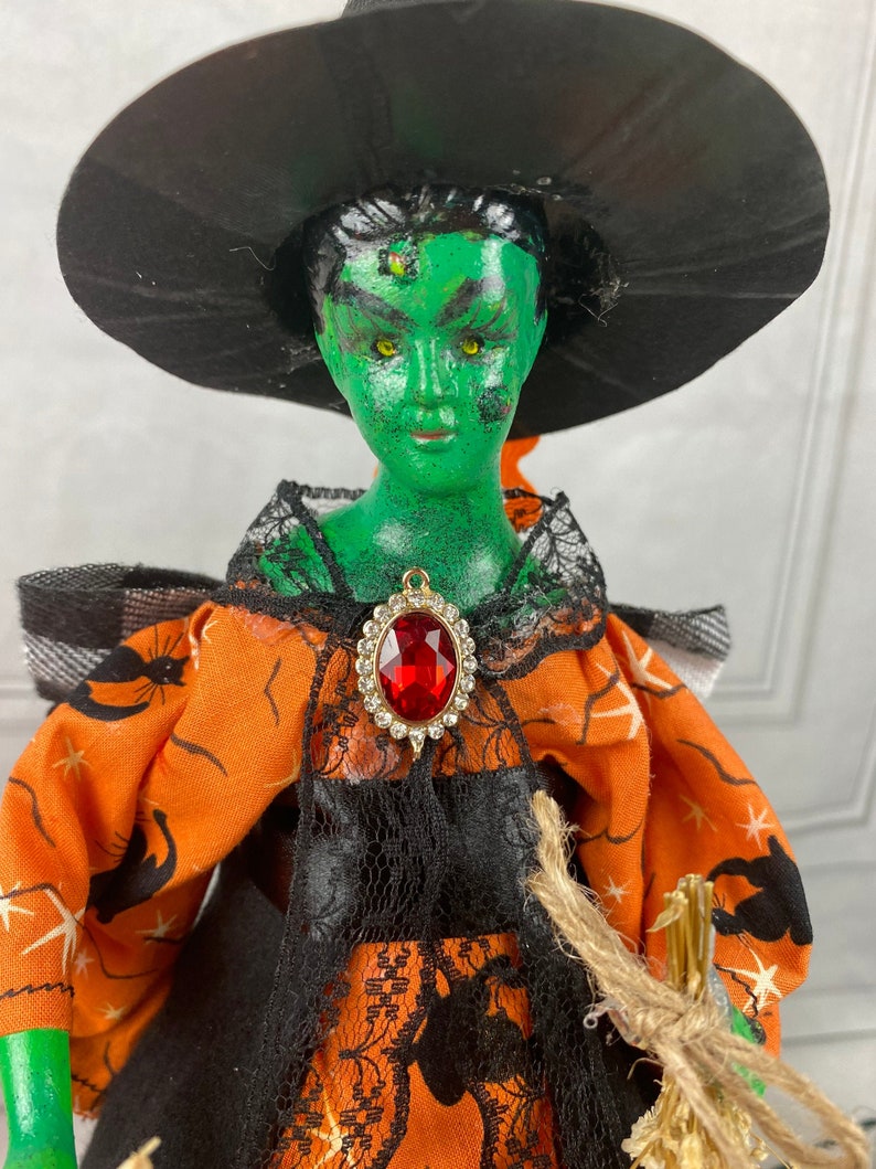 Handmade Halloween Tree Topper Witch with lights for your Etsy