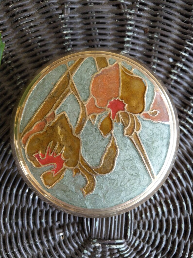 Solid brass orchid lidded bowl jewelry dish made in India Etsy