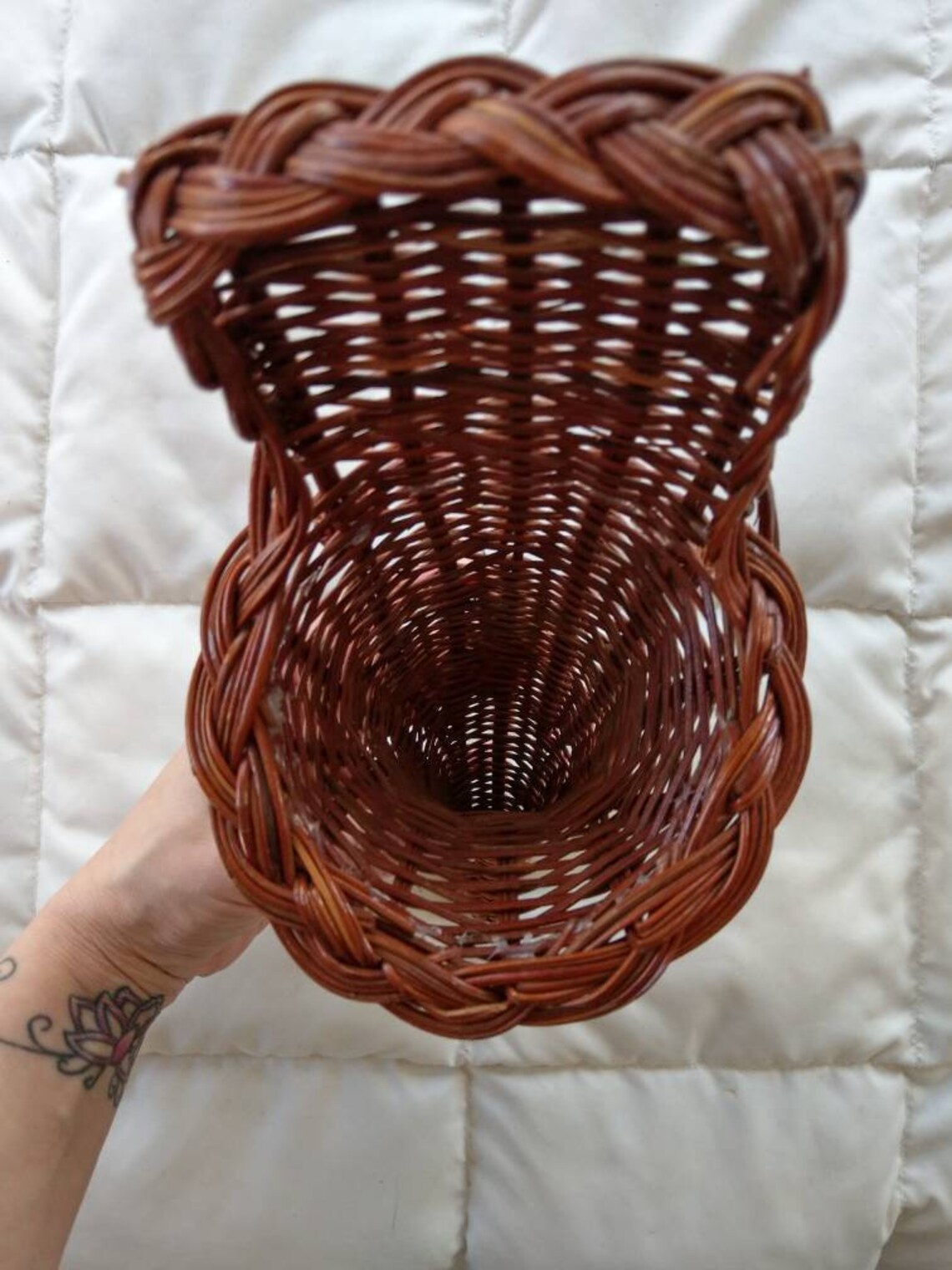 Woven Wall Basket Cone With Braided Trim Etsy