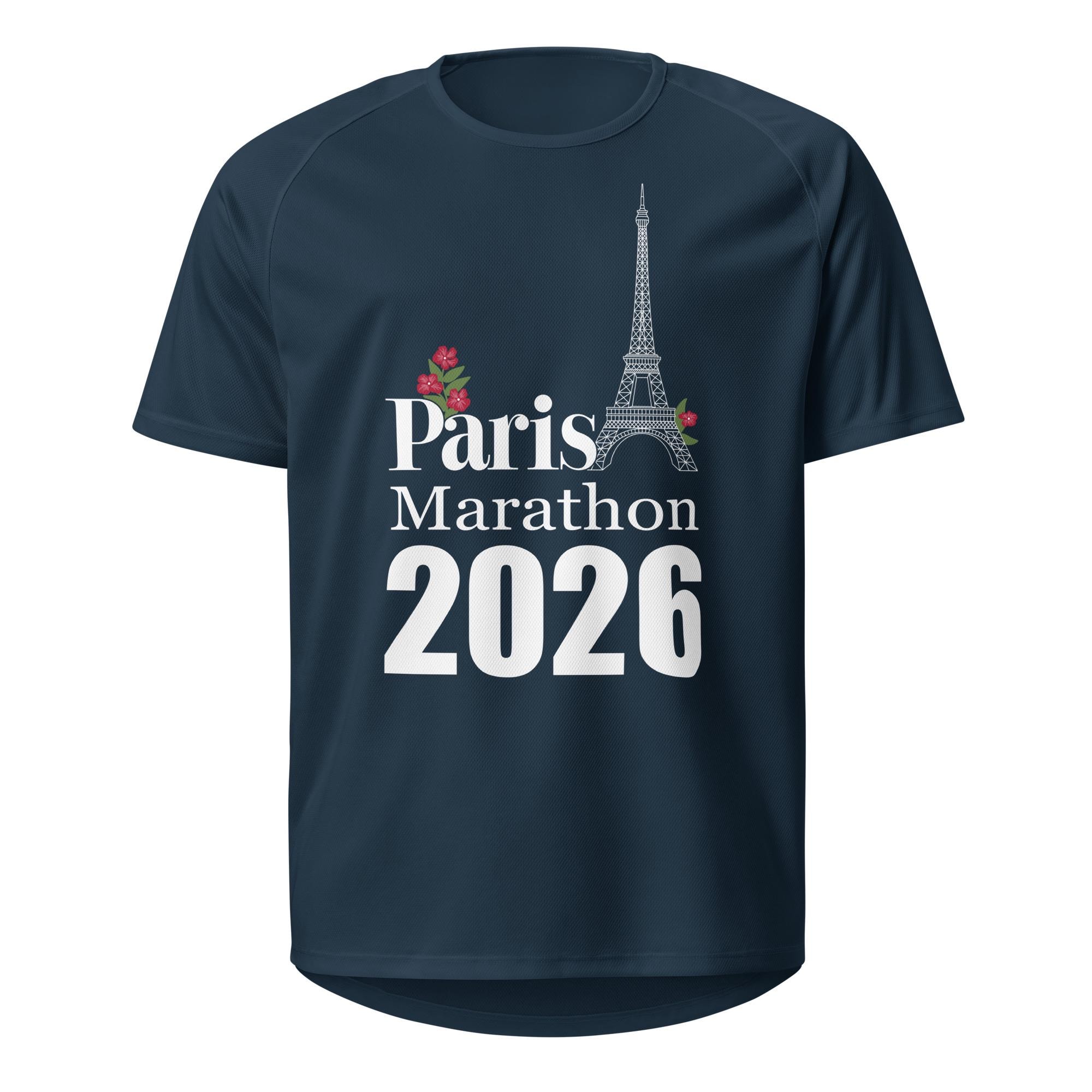 パリマラソン 2026 ユニセックス スポーツ T シャツ - 背中に名前を