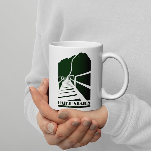 Haiku Stairs - Oahu, Hawaii White glossy mug