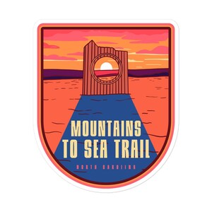 Pegatinas del sendero Mountains to Sea - Senderista de Carolina del Norte