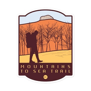 Pegatinas del sendero Mountains to Sea - Senderista de Carolina del Norte