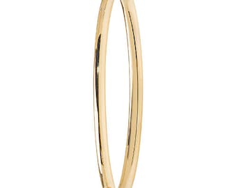 9ct Yellow Gold 65mm Hinged Polished Hollow Oval Ladies Bangle (bn084)