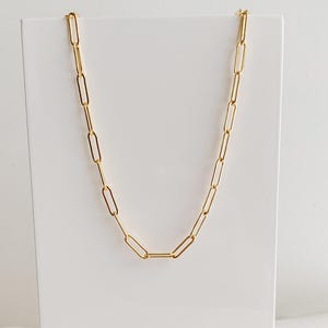 Large Link Paperclip Necklace, Simple Gold Necklace, Thick Chain Necklace, Gold Filled Necklace, Rectangle Link Chain, Paper Clip Necklace