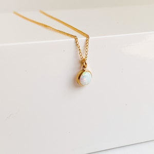 Opal Pendant Necklace, Dainty Gold Filled Chain Necklace, October Birthstone, Daughter Gift, Girlfriend Necklace, Opal Jewelry