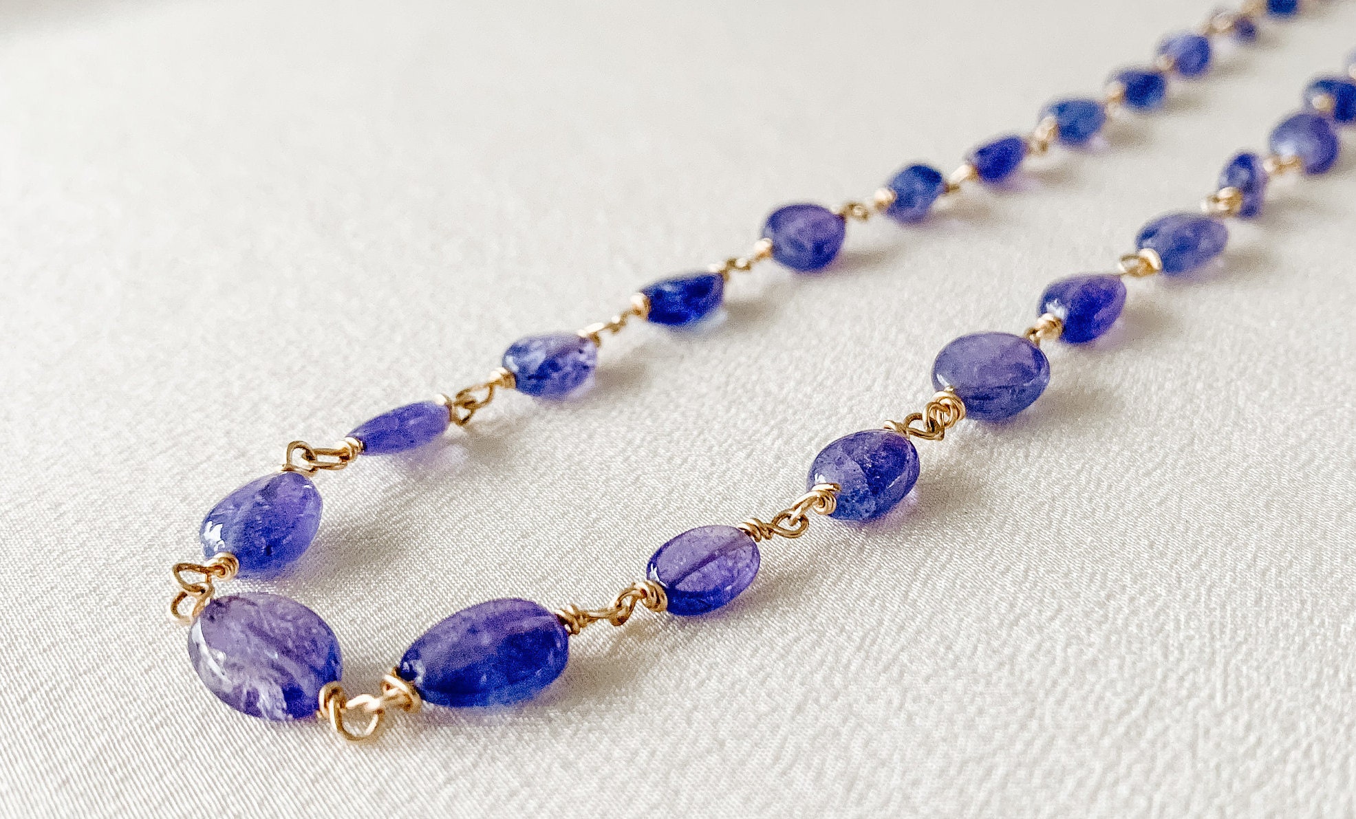 Tanzanite Bead Necklace Gemstone Chain Necklace Natural Etsy