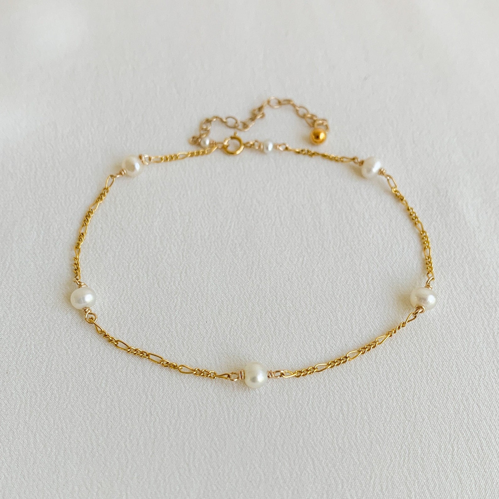 Pearl Anklet Pearl Ankle Bracelet Gold Filled Chain Anklet Etsy