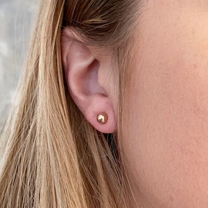 Tiny 10k Gold Ball Stud Earrings | Dainty Real Gold Earrings | Graduation Gift | Minimalist Everyday Studs