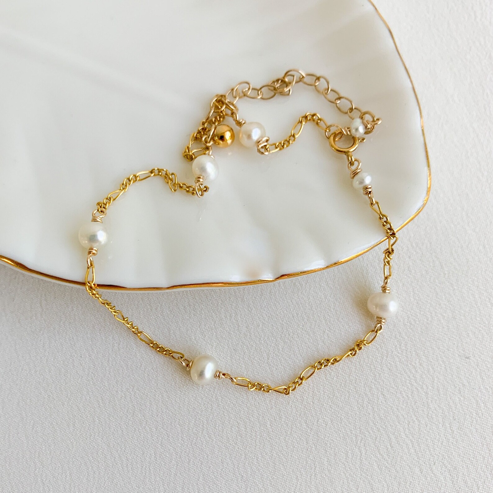 Pearl Anklet Pearl Ankle Bracelet Gold Filled Chain Anklet Etsy