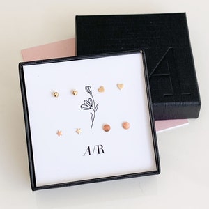 Tiny Stud Earrings, Gold Stud Earring Sets, Gold Filled Earrings, Earring Set for Multiple Piercings, Gift for Her, Simple Stud Earrings Set