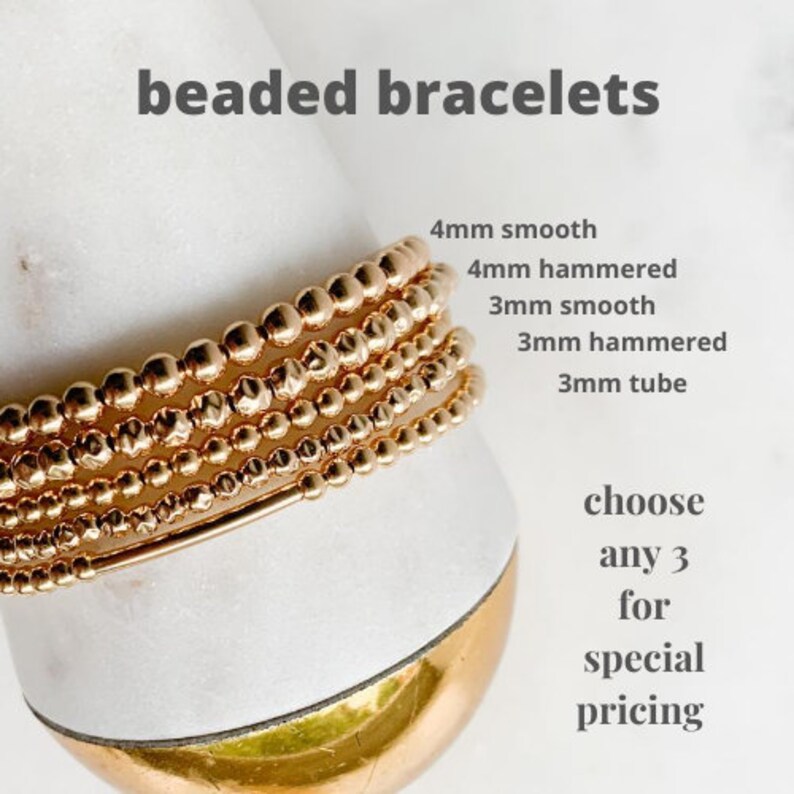 14k Gold Filled Tarnish Resistant Beaded Bracelet Thin Beaded Etsy Canada