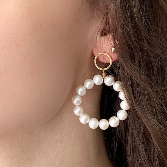 Chunky pearl best sale earrings