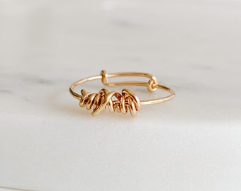 Simple Gold Ring for Women, Barbed Wire Ring Gold, Adjustable Ring for Girls, Dainty Gold Filled Ring, Stack Ring, Wire Wrapped Ring