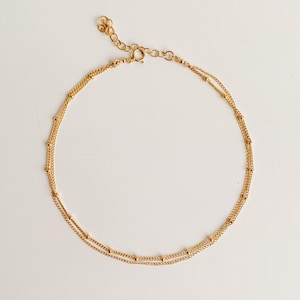 Double Chain Anklet, Layered Chain Anklet, 14k Gold Filled, Girlfriend Gift, Gift for Wife, Dainty Gold Chain Anklet, Anklet for Women