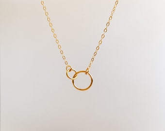 Linked Circles Necklace, Interlocking Infinity Circle Necklace, Eternity Circle Necklace, Everyday Gold Filled Necklace, Girlfriend Necklace