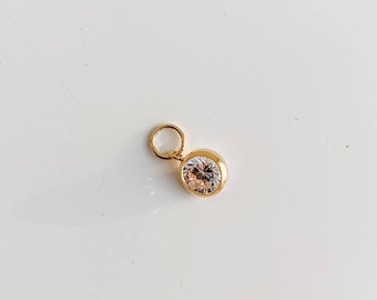 Cubic Zirconia Charms for Earrings 14k Gold Filled, Hoop Earring Charm, Bezel Set Diamond Charm,  Personalized Jewelry, Custom Earring