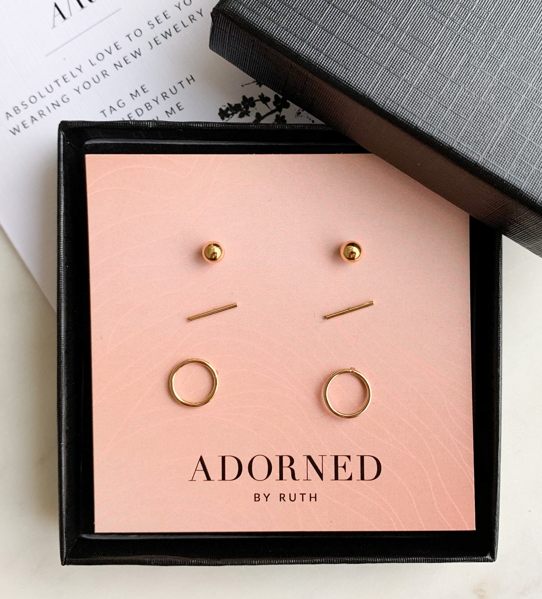 Stud Earring Set Gold Geometric Stud Earrings Stocking Etsy