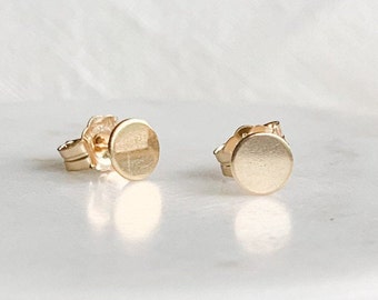 Tiny Dot Studs, Gold Circle Stud Earrings, Small Gold Disc Earrings, Simple Earrings, Flat Circle Tack Earrings, Geometric Earrings Silver