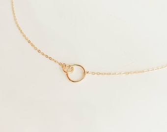 Linked Circle Necklace, Friendship Necklace, Gold Filled Necklace, Gold Layering Necklace, Eternity Necklace, Dainty Gold Necklace