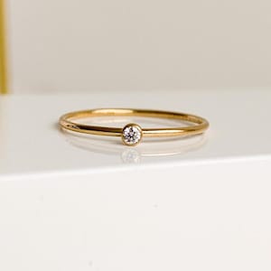 Thin 14k Gold Filled Diamond Stacking Ring, Gold Tarnish Resistant Ring, CZ Diamond Ring, Dainty Promise Ring