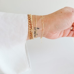 Solid 10K Gold Bracelet, Everyday Gold Bracelet, Dainty Gold Bracelet, Paperclip Chain Bracelet, Wife Gift, Girlfriend Gift, Rectangle